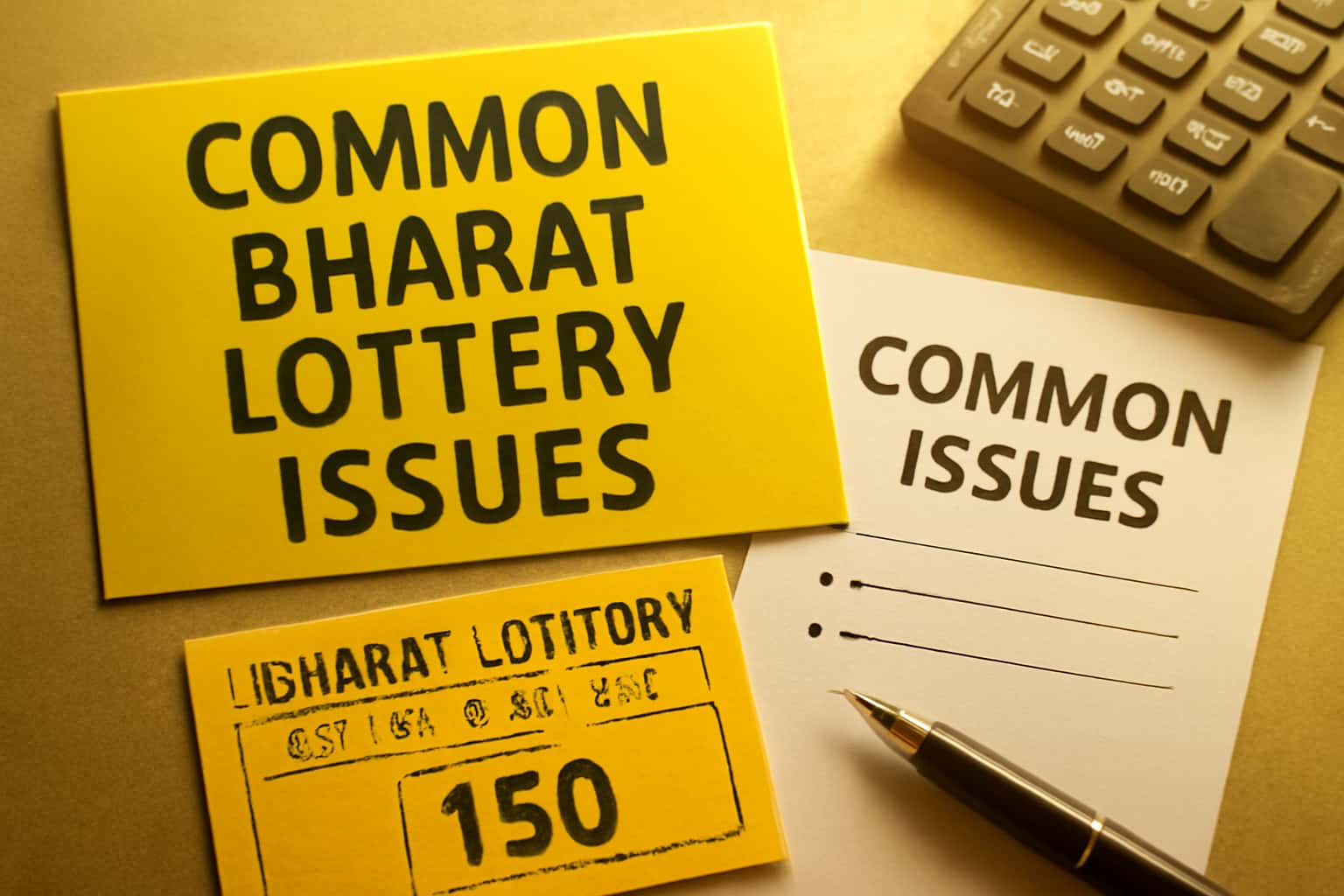 A neutral informational banner depicting common issues related to the Bharat Lottery.