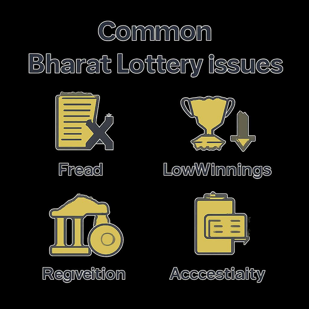 An educational illustration depicting common issues related to the Bharat Lottery.