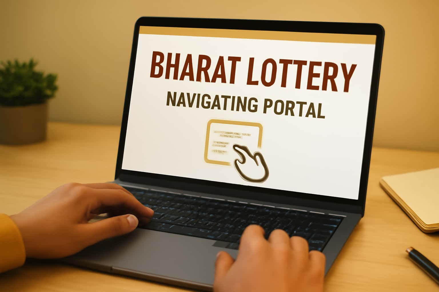 An informative design illustrating how to use the Bharat Lottery Portal with clear text.