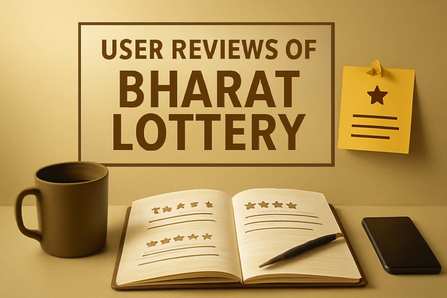 Informational scene showcasing user reviews of Bharat Lottery